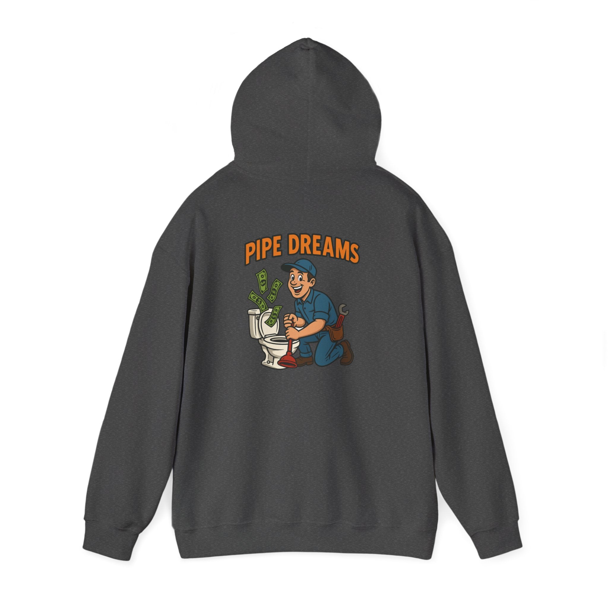 Pipe Dreams Graphic Hoodie | Plumber Money Illustration Hooded Sweatshirt