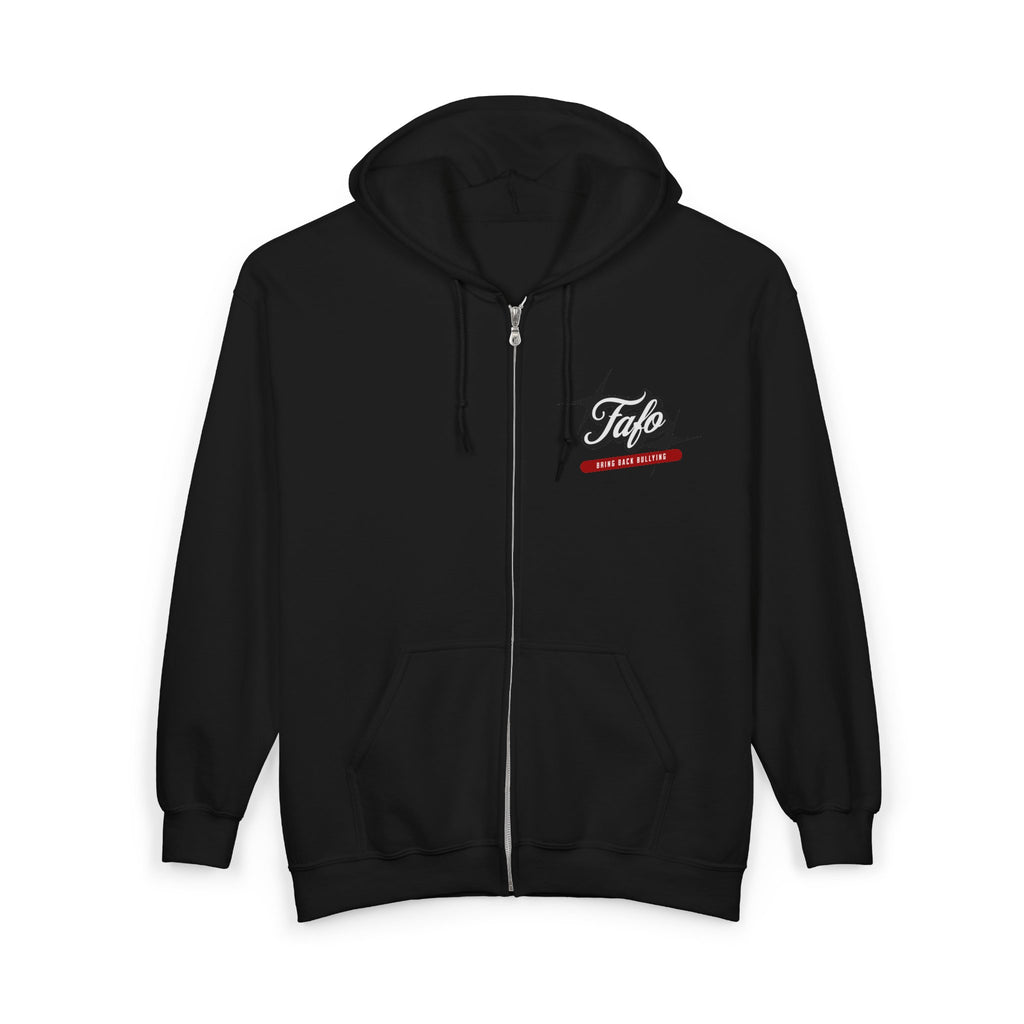 FAFO Retro Script Graphic Full-Zip Hoodie | Hooded Zip-Up Sweatshirt