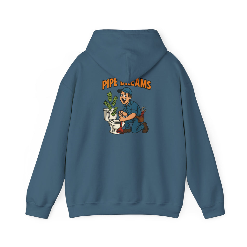 Pipe Dreams Graphic Hoodie | Plumber Money Illustration Hooded Sweatshirt
