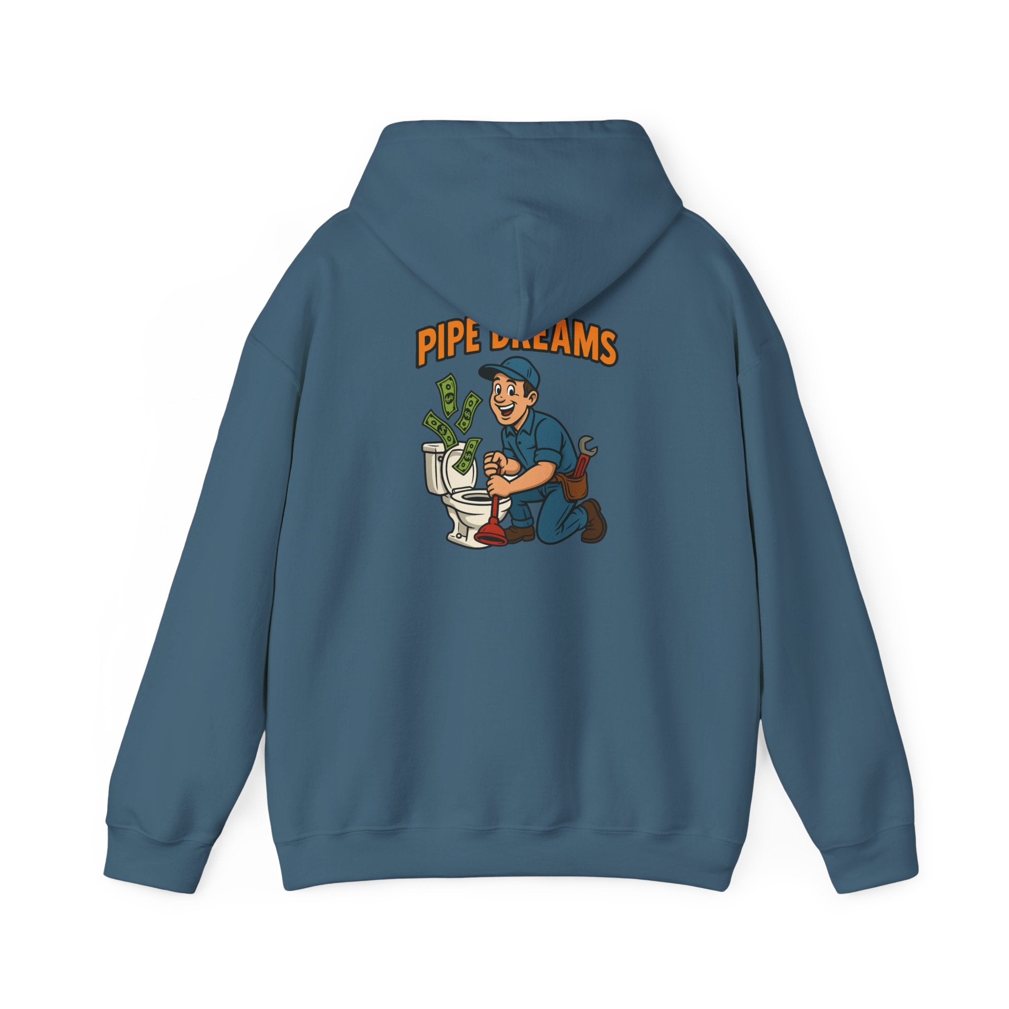 Pipe Dreams Graphic Hoodie | Plumber Money Illustration Hooded Sweatshirt