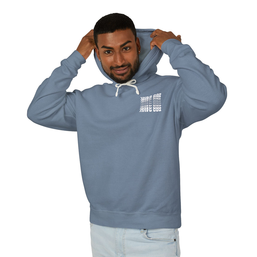 HVAC God Graphic Hoodie | Distorted Wavey Text on Chest & Back