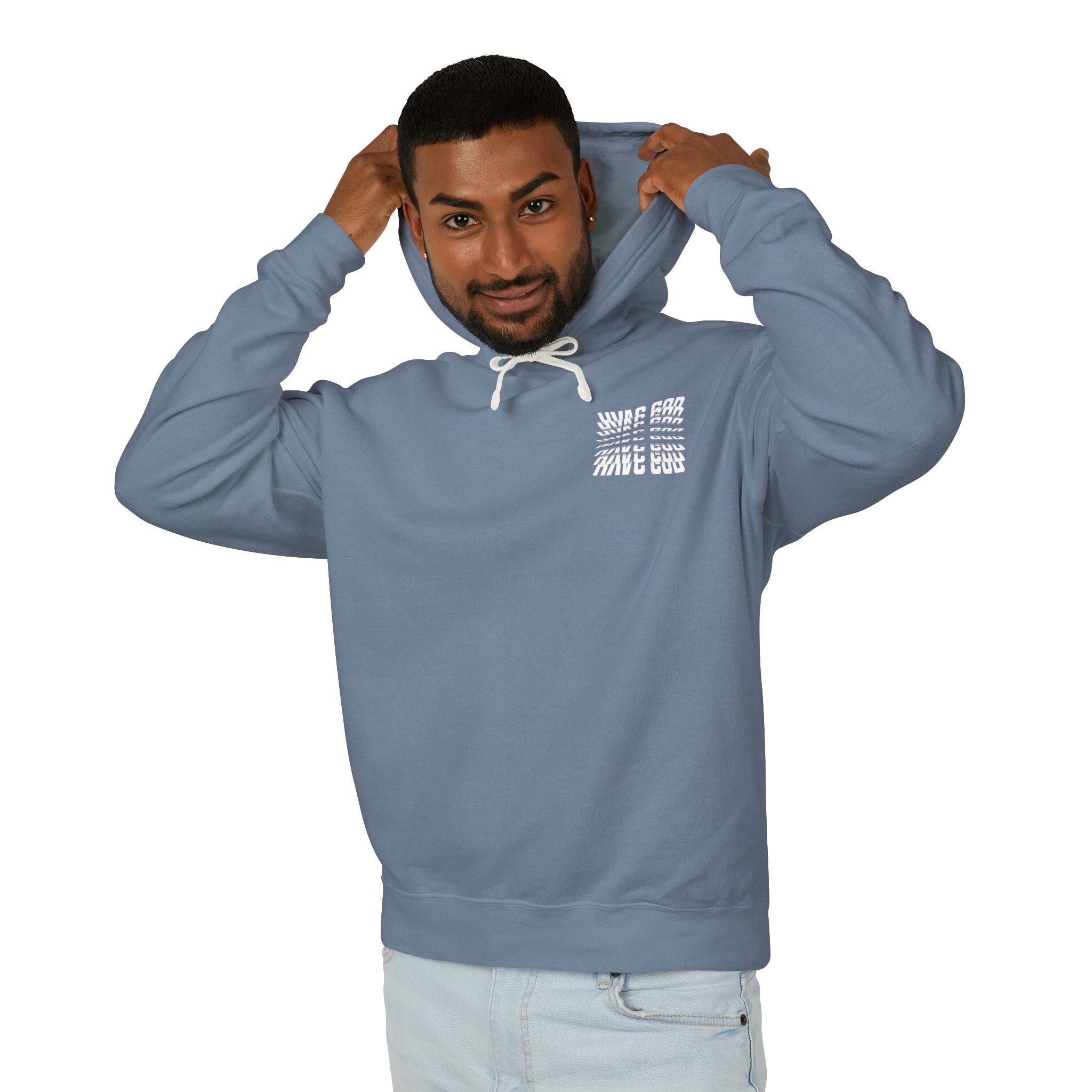 HVAC God Graphic Hoodie | Distorted Wavey Text on Chest & Back