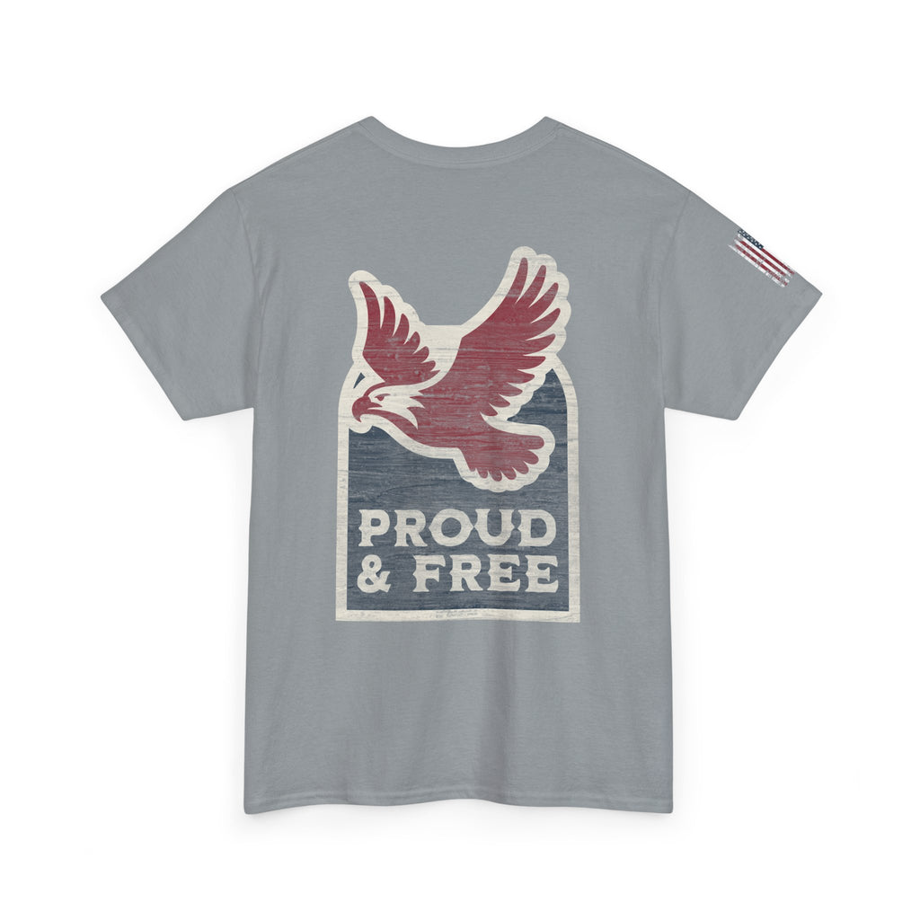 Proud & Free Eagle Graphic Tee | American Tradesman USA Flag T-shirt