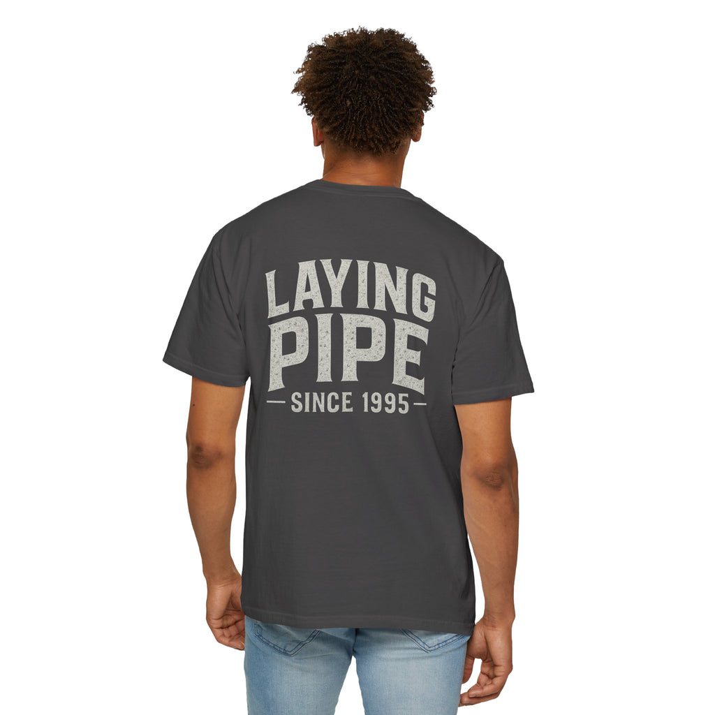 Laying Pipe Since 1995 Graphic Tee | Vintage Plumber Design T-shirt