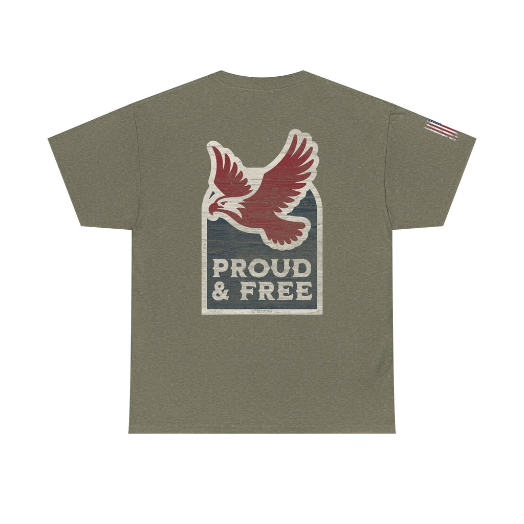 Proud & Free Eagle Graphic Tee | American Tradesman USA Flag T-shirt