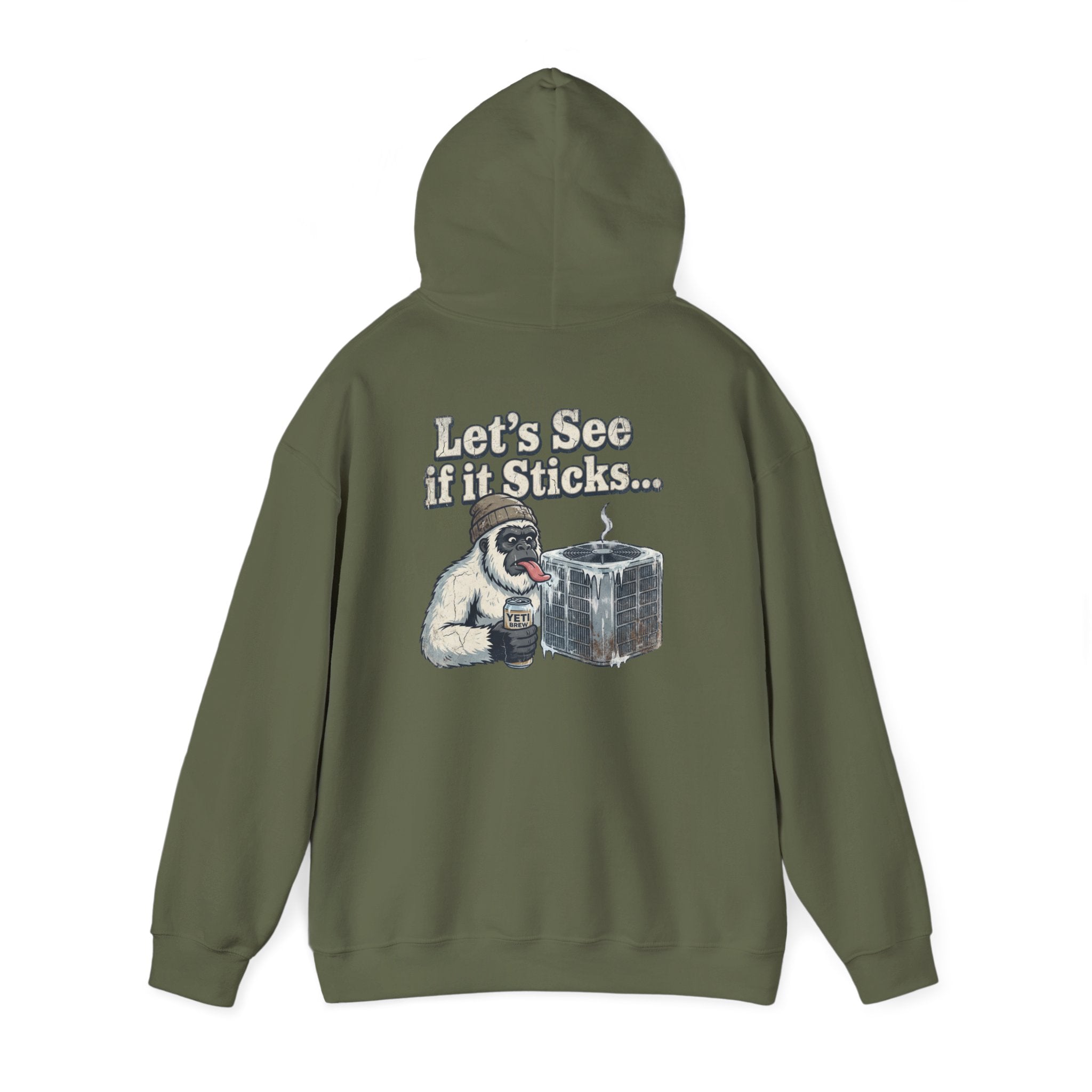 Yeti Tongue Testing HVAC Graphic Hoodie | Freon Refrigerant Humor Pullover
