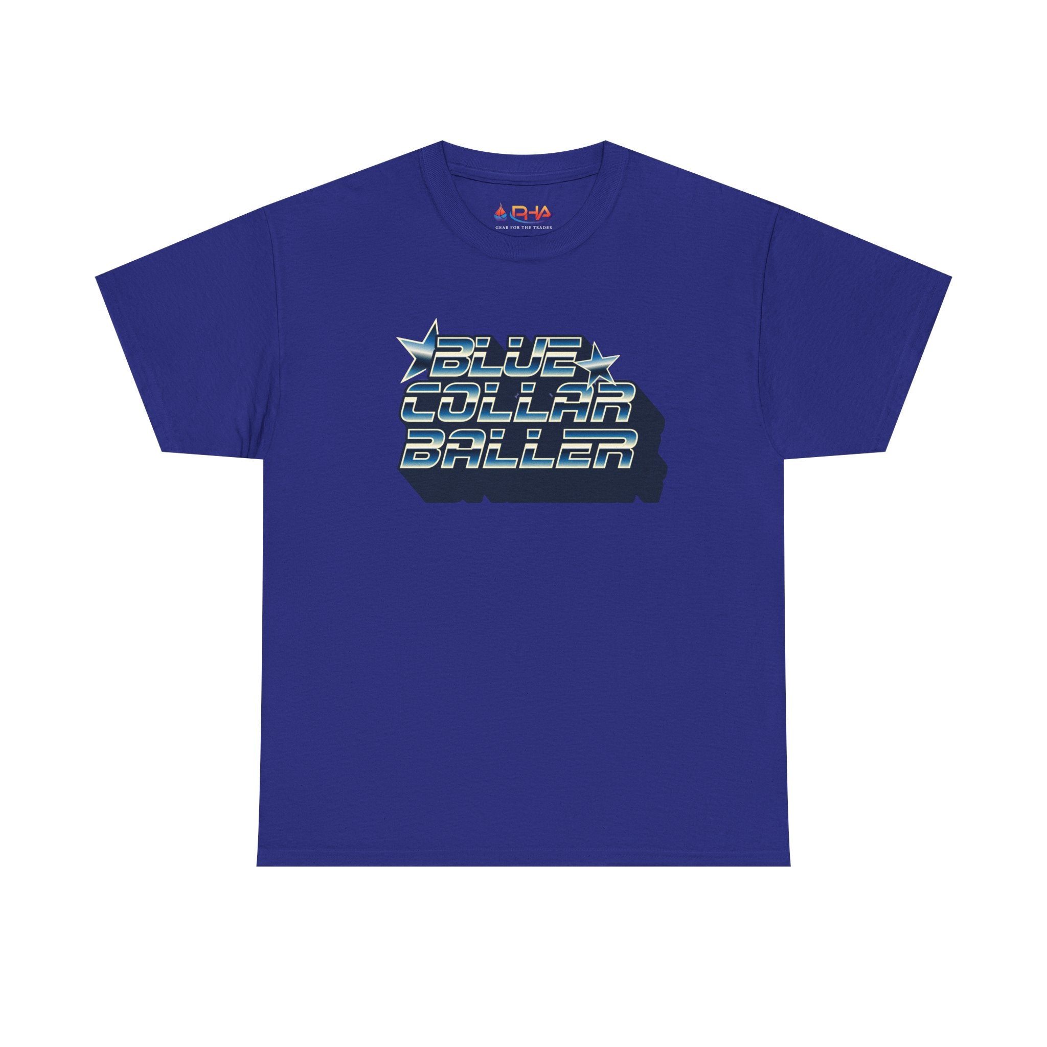 Blue Collar Baller Graphic T-Shirt | Retro 3D Text Workwear Tee