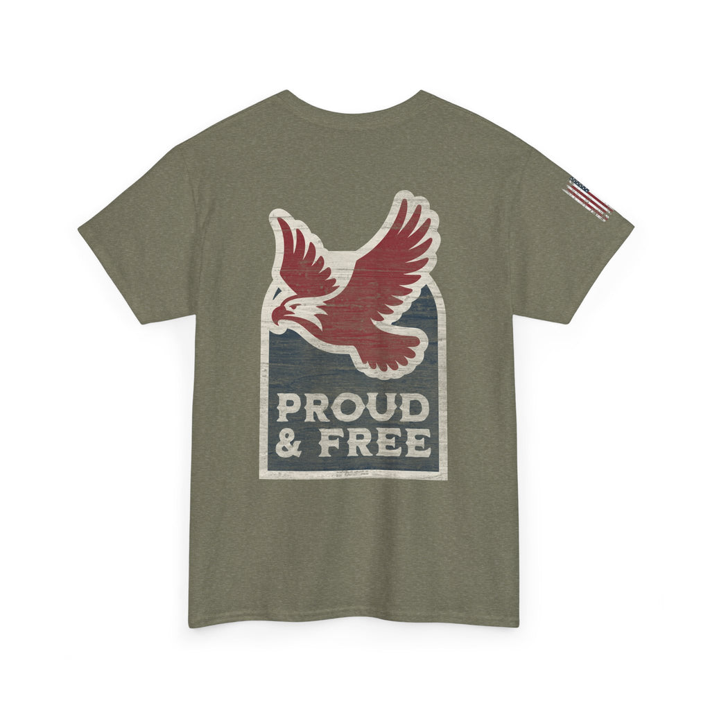 Proud & Free Eagle Graphic Tee | American Tradesman USA Flag T-shirt