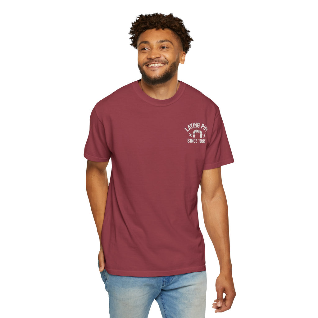 Laying Pipe Since 1995 Graphic Tee | Vintage Plumber Design T-shirt