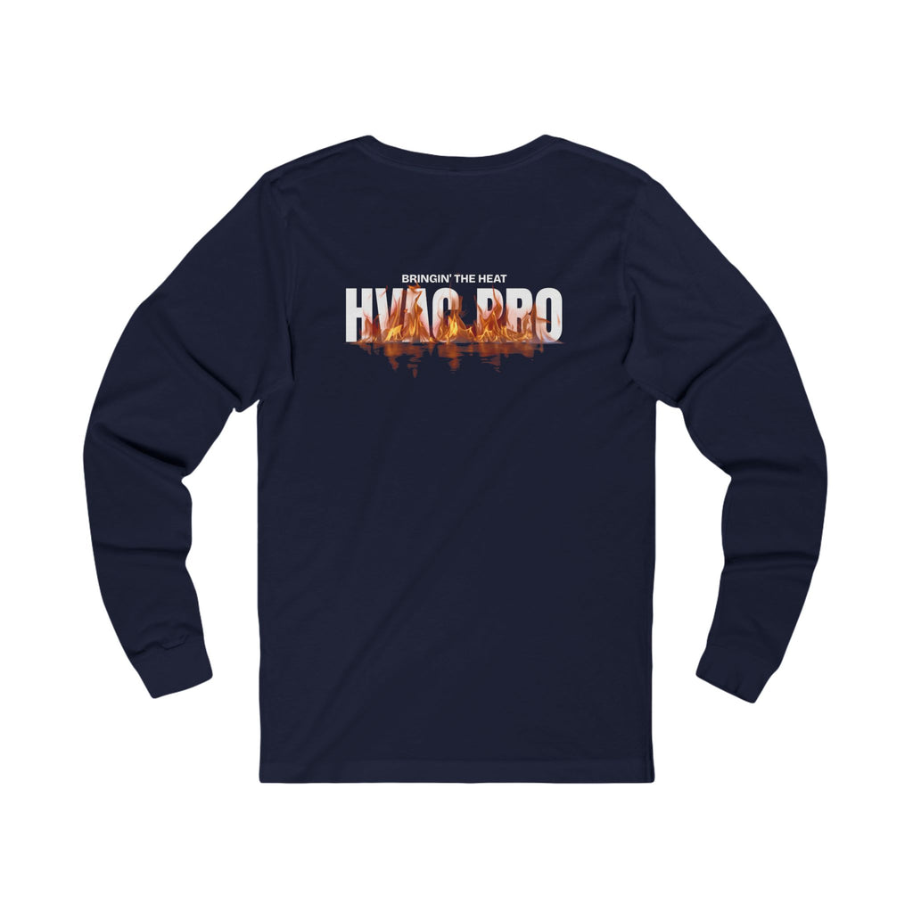 HVAC Pro Flame Long-Sleeve Graphic Tee | Heating Cooling Technician Shirt