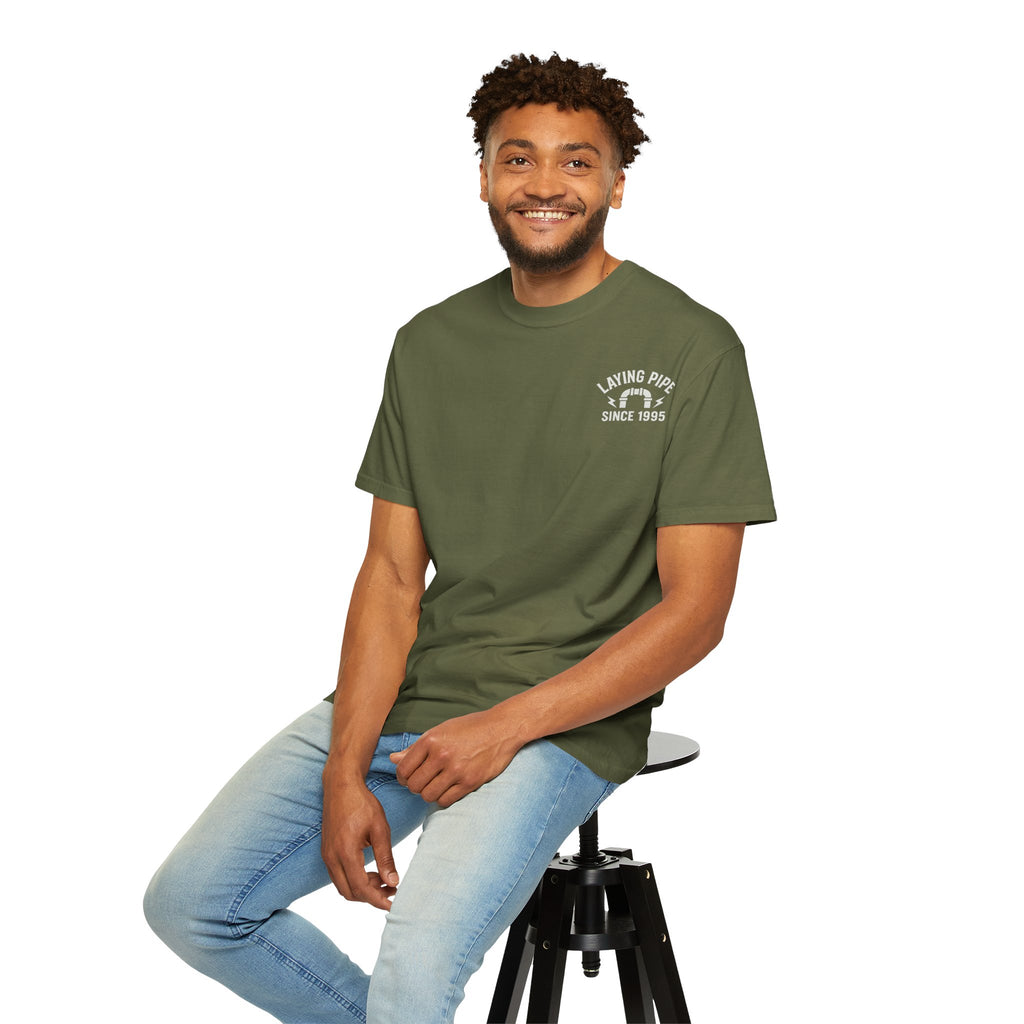 Laying Pipe Since 1995 Graphic Tee | Vintage Plumber Design T-shirt