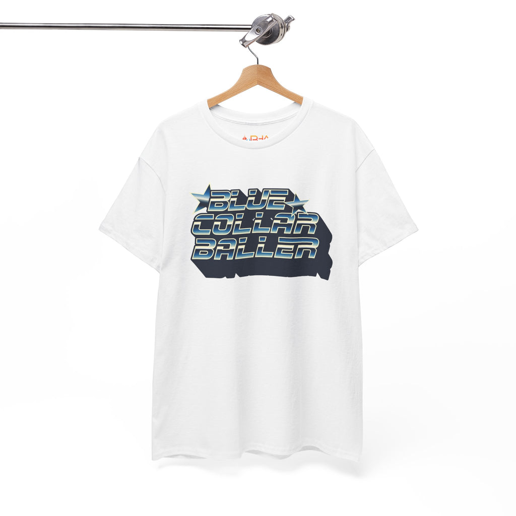 Blue Collar Baller Graphic T-Shirt | Retro 3D Text Workwear Tee