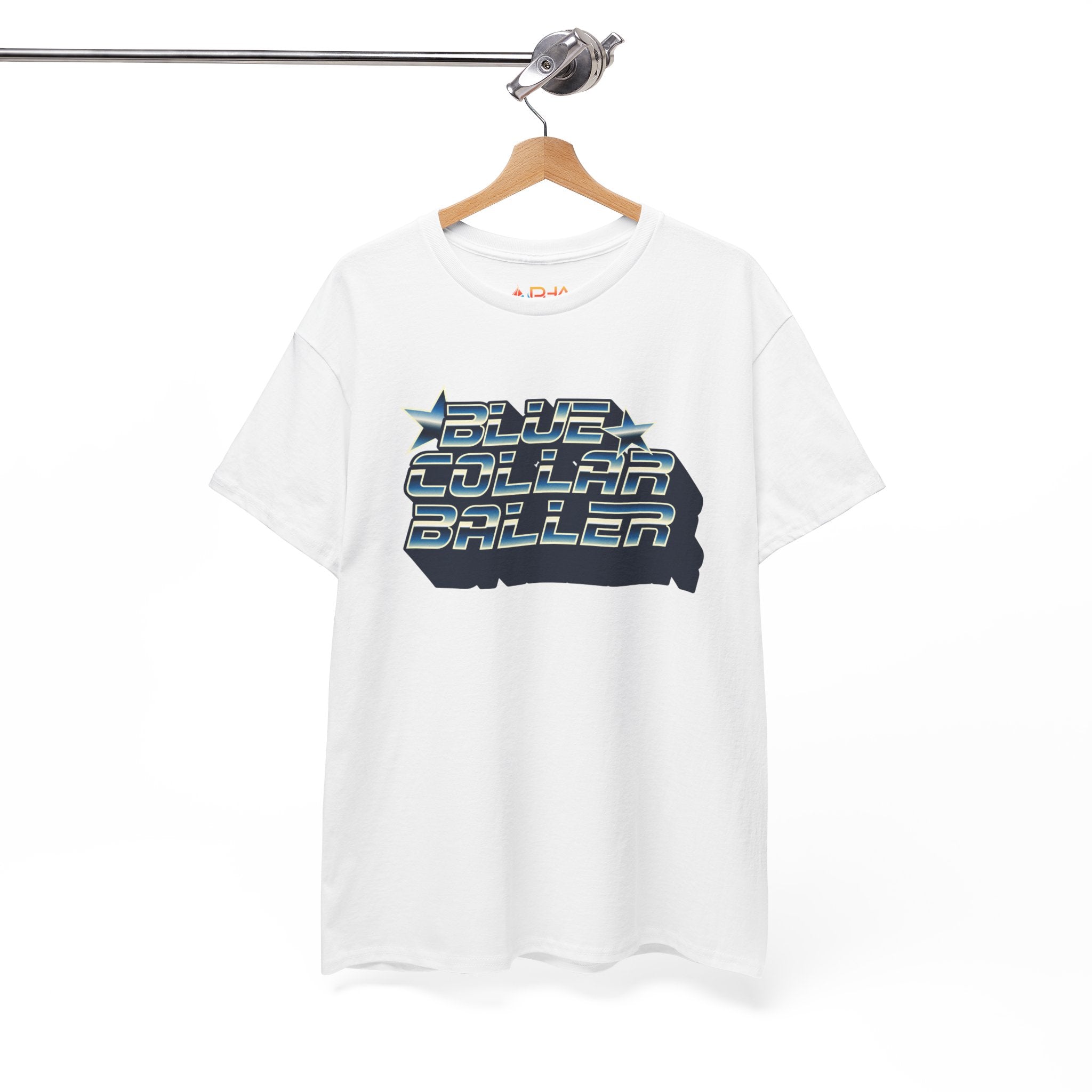 Blue Collar Baller Graphic T-Shirt | Retro 3D Text Workwear Tee