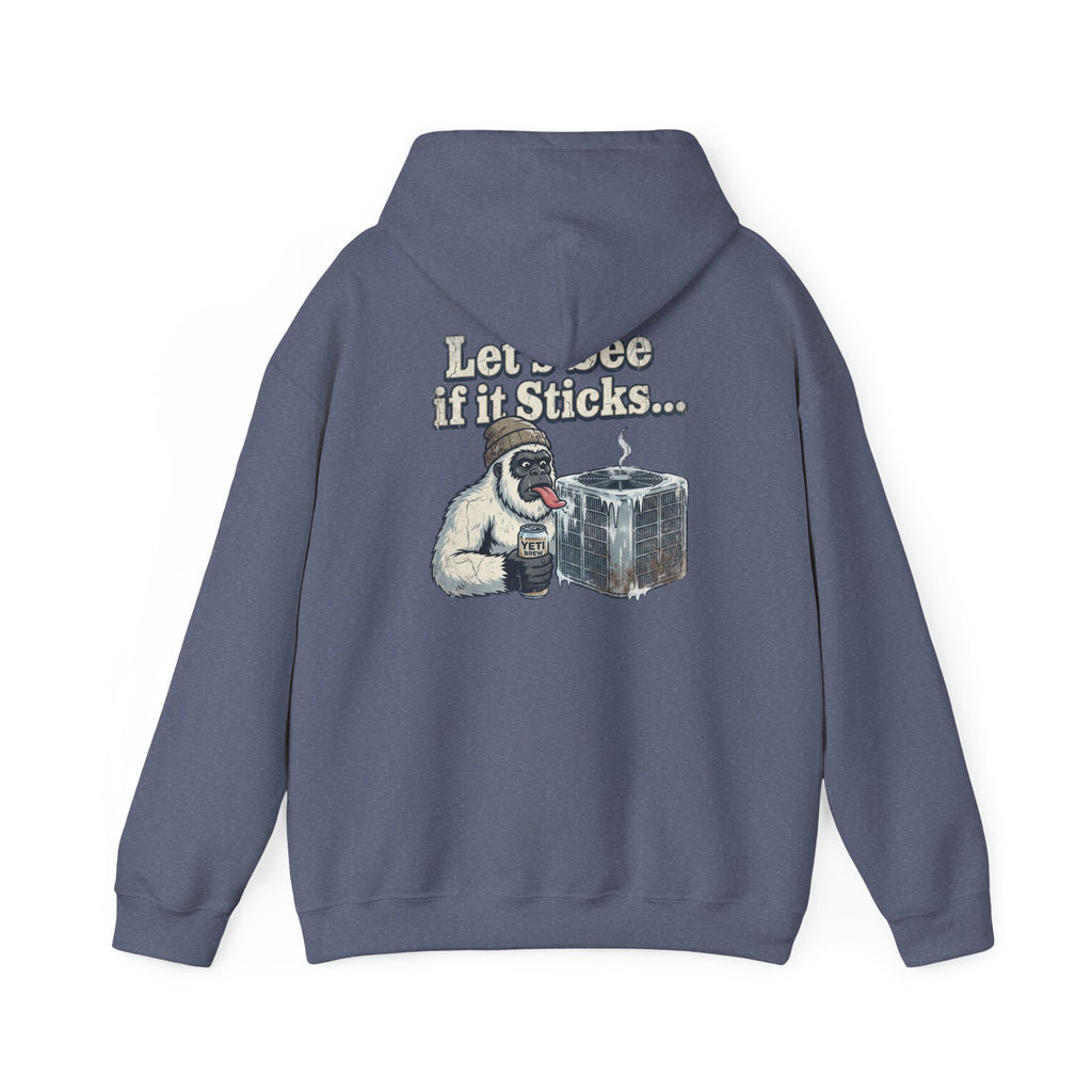 Yeti Tongue Testing HVAC Graphic Hoodie | Freon Refrigerant Humor Pullover
