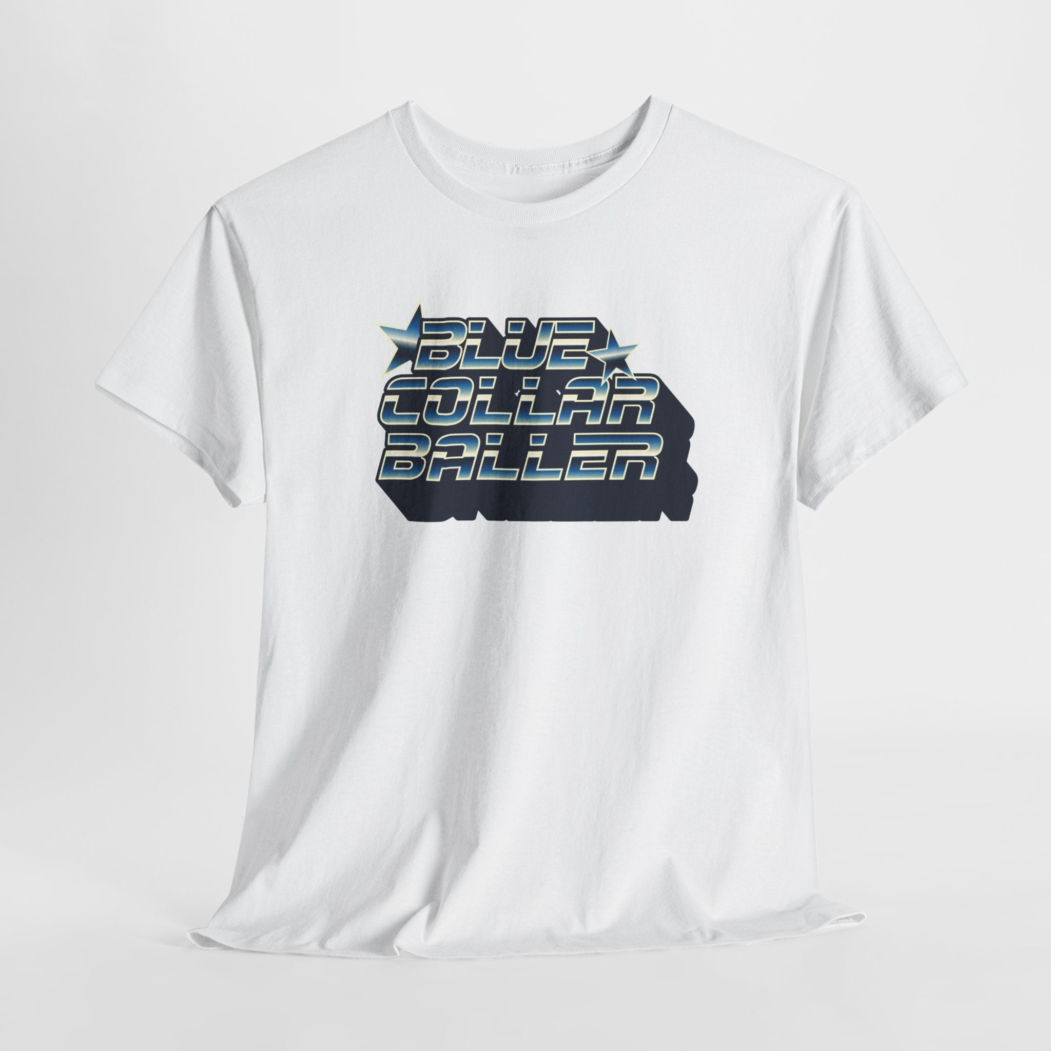 Blue Collar Baller Graphic T-Shirt | Retro 3D Text Workwear Tee