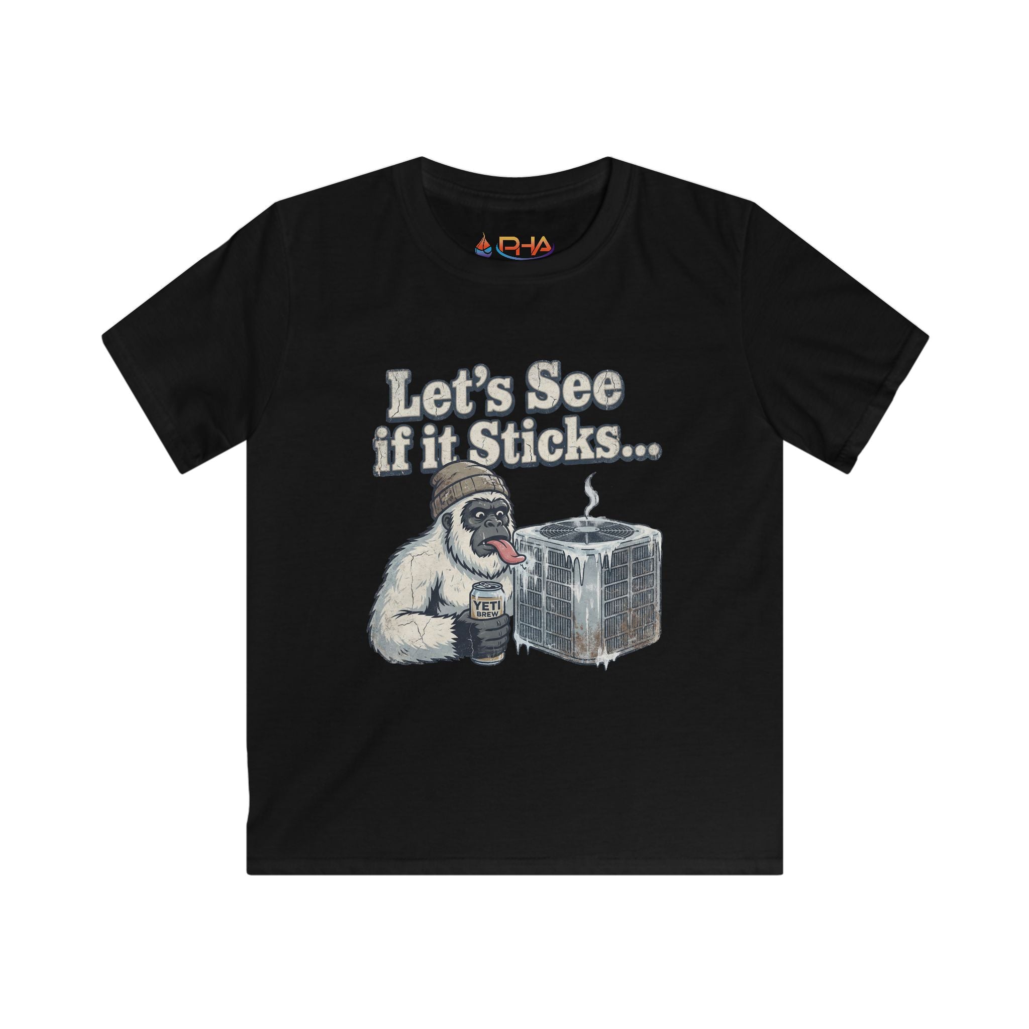 Kids Tee - 'Let's See If It Sticks' Yeti Ice Cube Funny Graphic Shirt