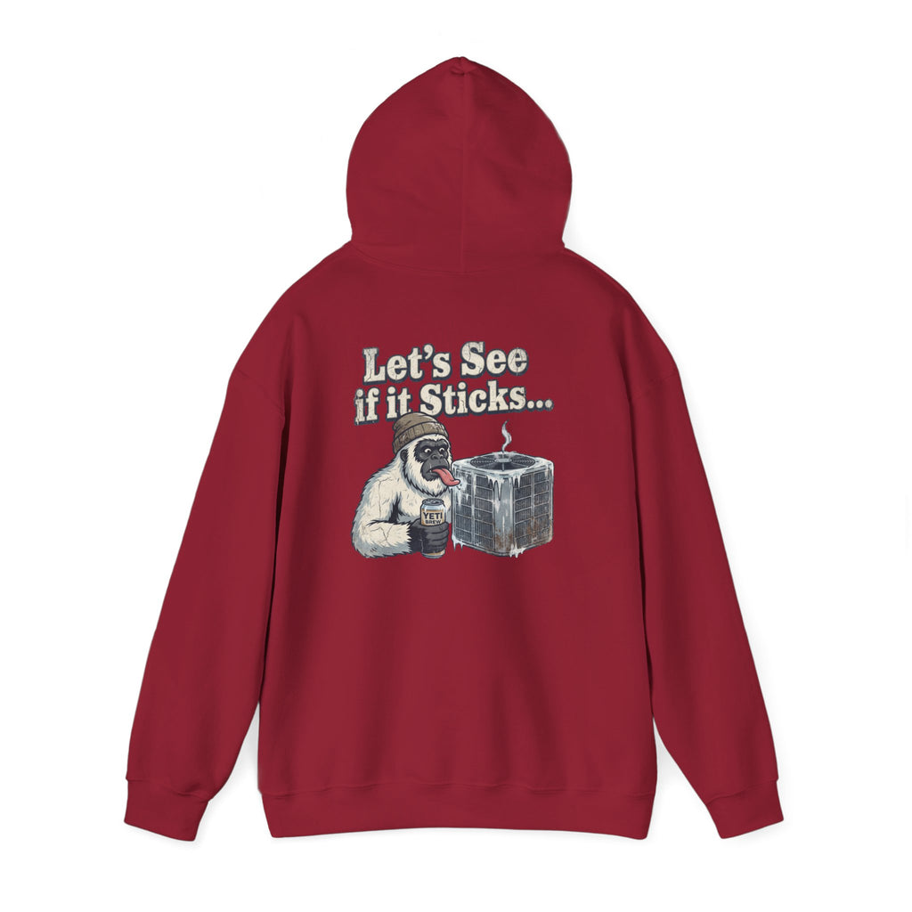 Yeti Tongue Testing HVAC Graphic Hoodie | Freon Refrigerant Humor Pullover