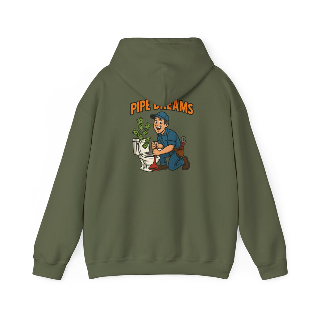 Pipe Dreams Graphic Hoodie | Plumber Money Illustration Hooded Sweatshirt