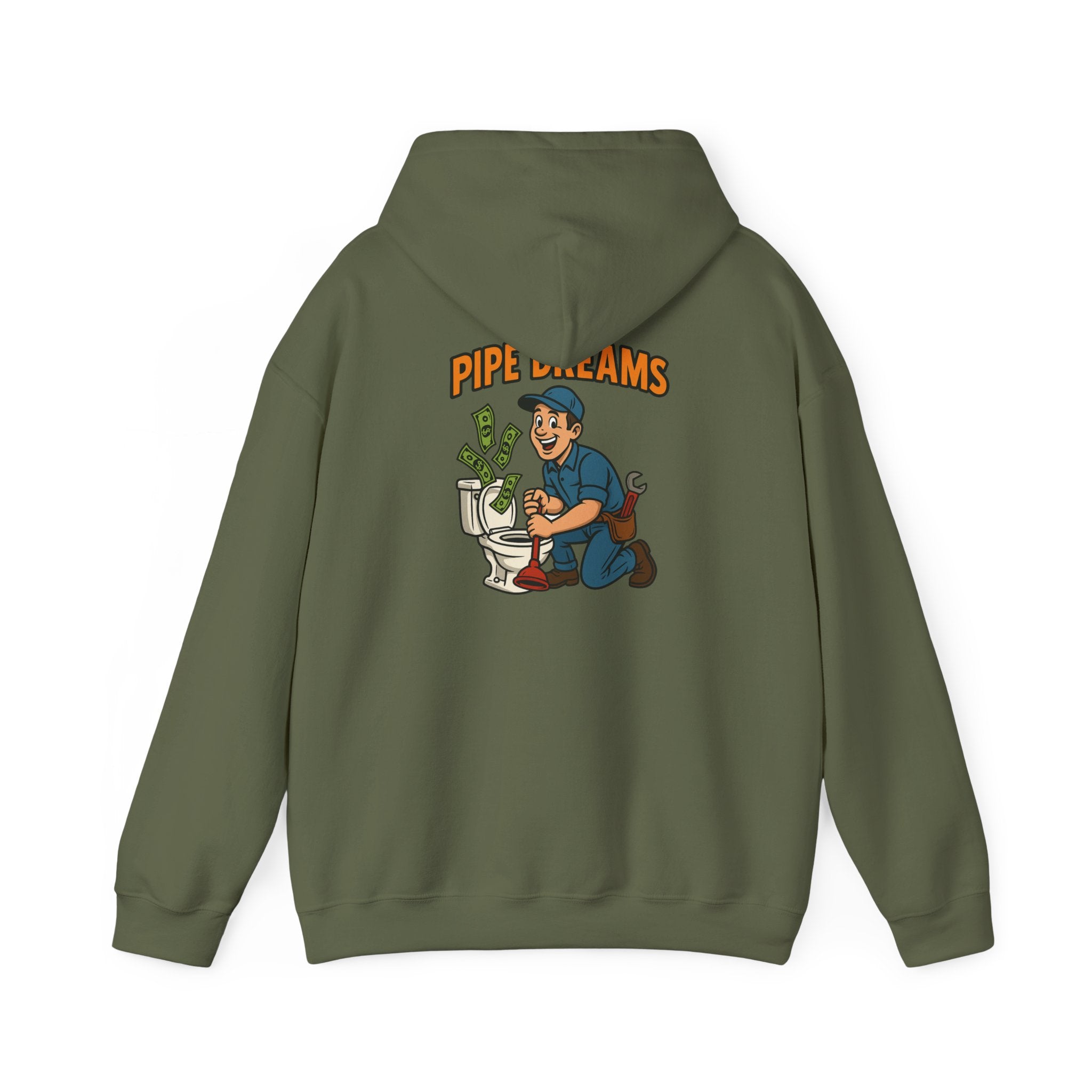 Pipe Dreams Graphic Hoodie | Plumber Money Illustration Hooded Sweatshirt