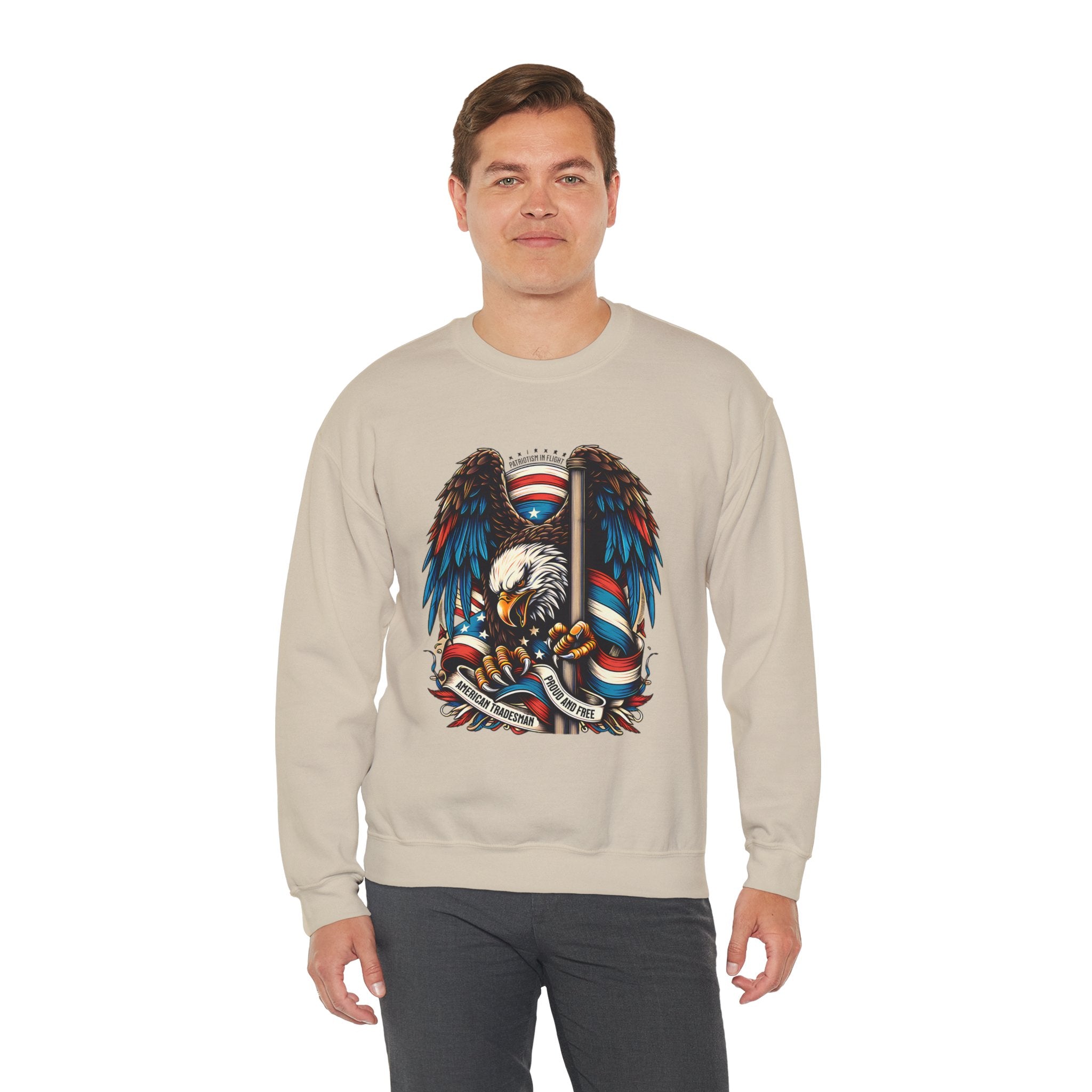 Patriotic Eagle Tradesmen Graphic Sweatshirt | American Flag Tradesmen Design