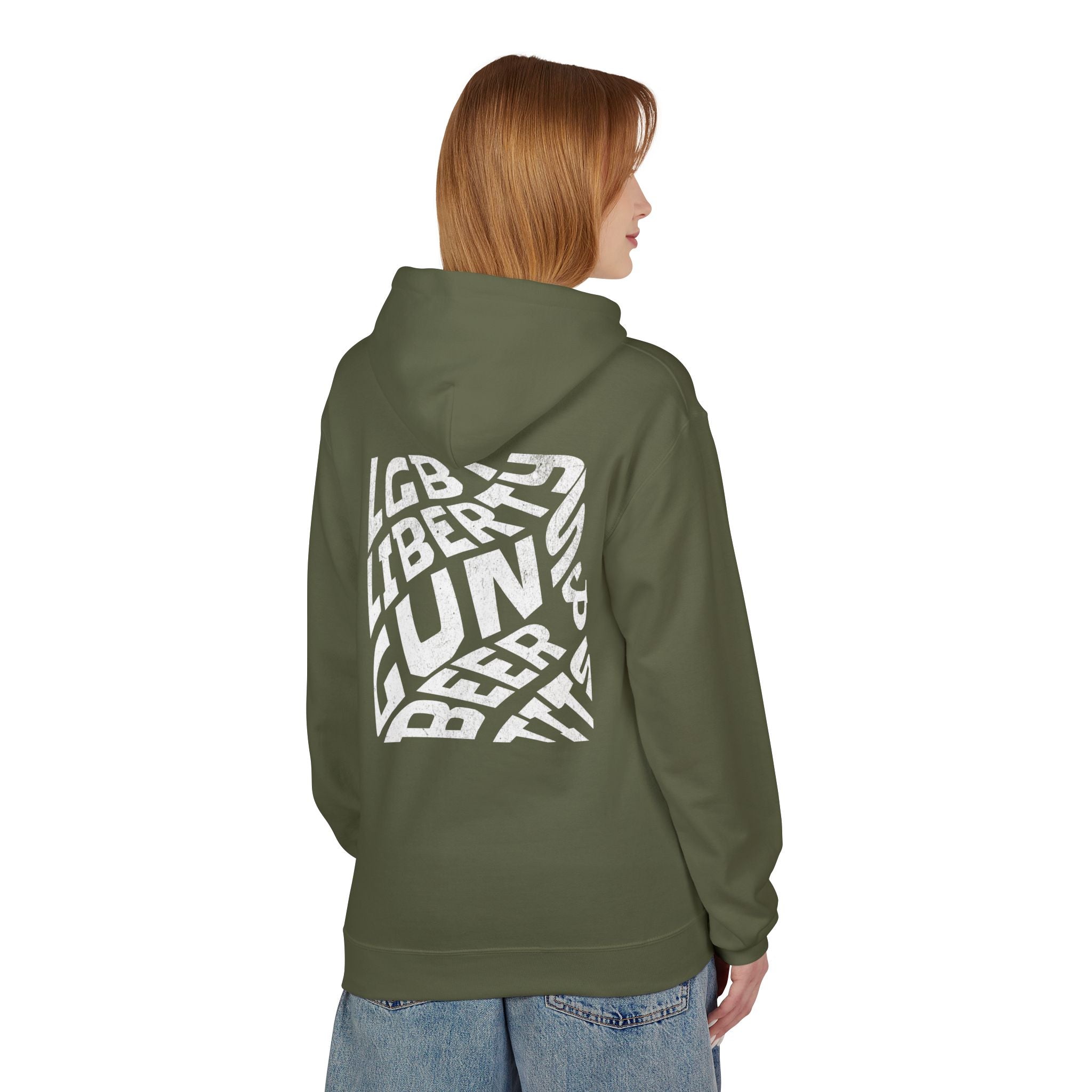 LGBT Ally Graphic Hoodie | "Liberty, Guns, Beer, & T***" Pullover Hooded Sweatshirt