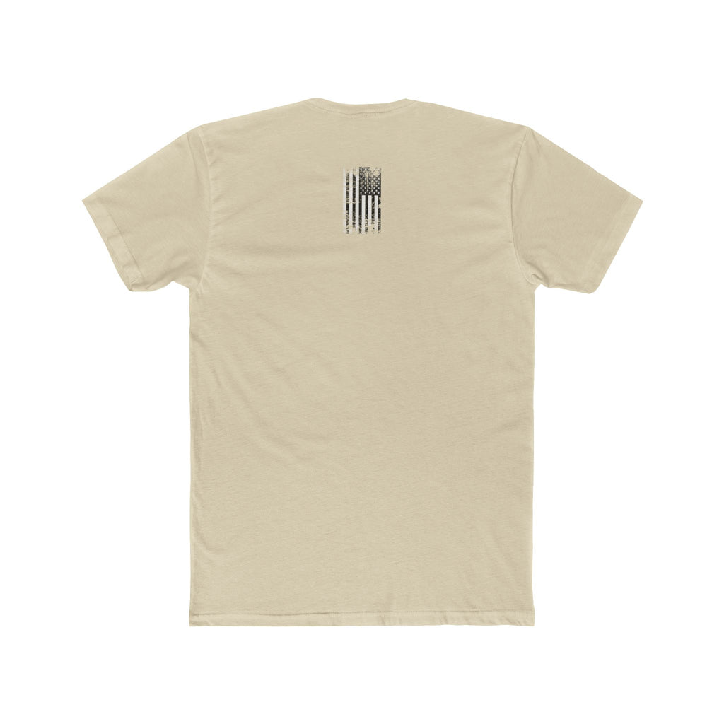 American with Chinese Parts Graphic Tee | Distressed Flag Text Back Workwear T-shirt
