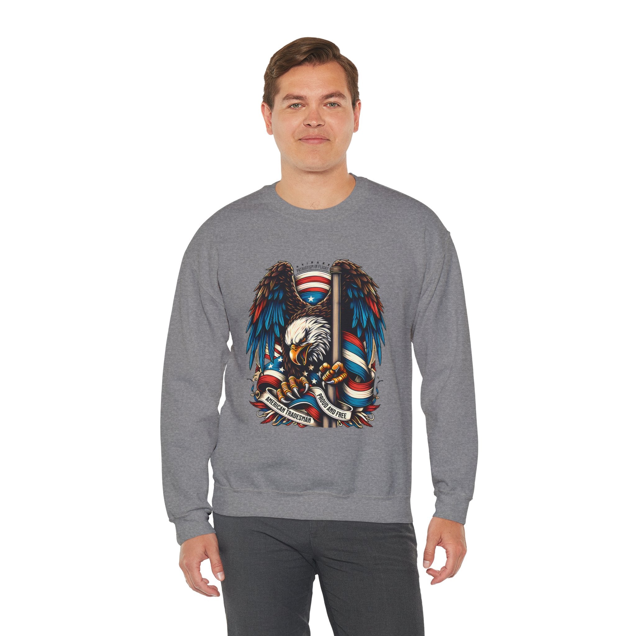 Patriotic Eagle Tradesmen Graphic Sweatshirt | American Flag Tradesmen Design