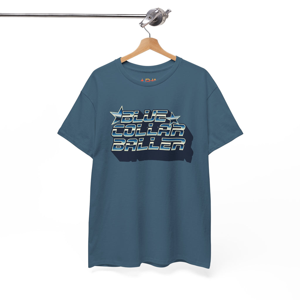 Blue Collar Baller Graphic T-Shirt | Retro 3D Text Workwear Tee