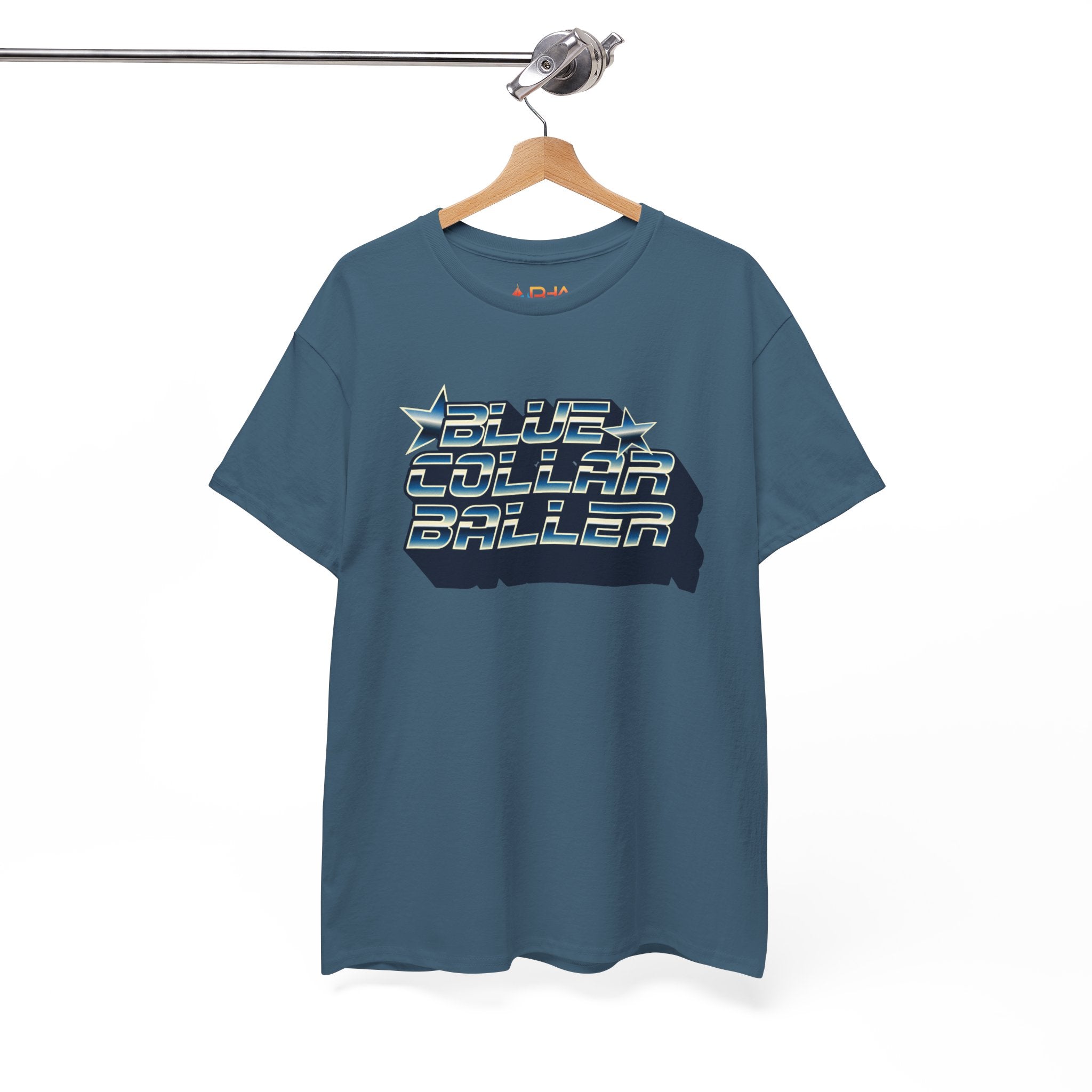 Blue Collar Baller Graphic T-Shirt | Retro 3D Text Workwear Tee