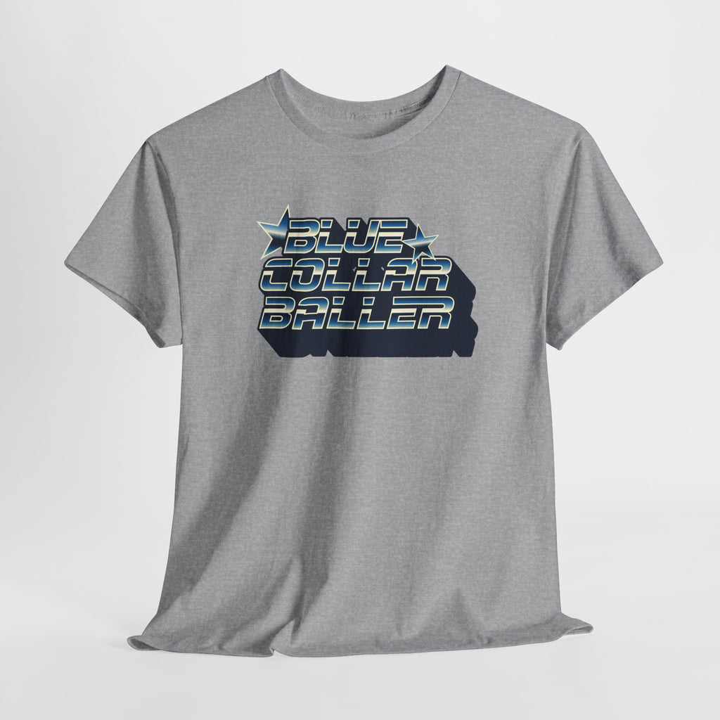 Blue Collar Baller Graphic T-Shirt | Retro 3D Text Workwear Tee
