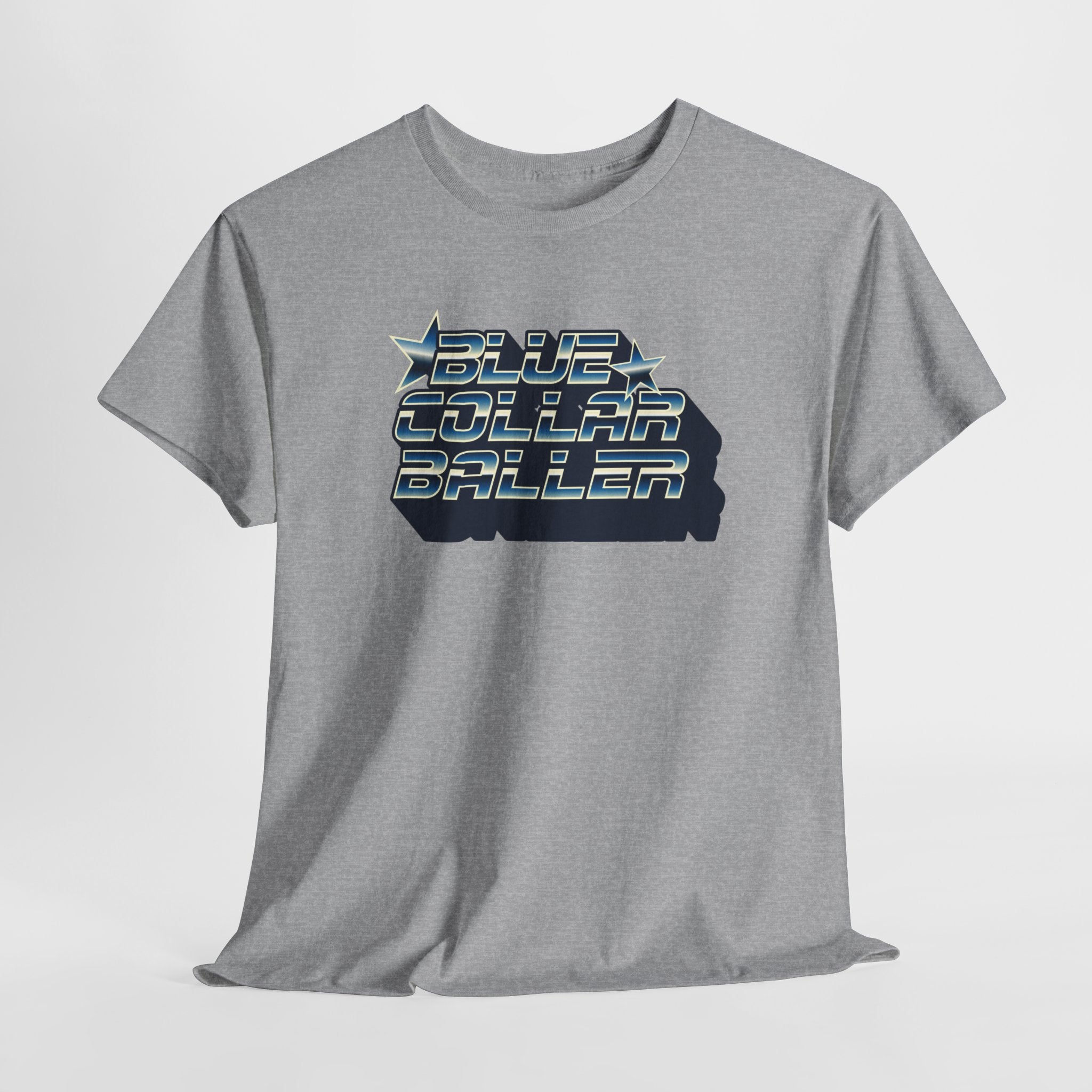 Blue Collar Baller Graphic T-Shirt | Retro 3D Text Workwear Tee