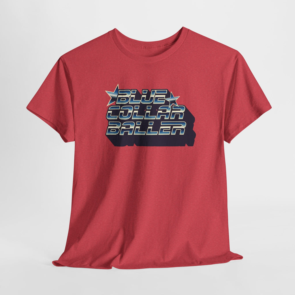 Blue Collar Baller Graphic T-Shirt | Retro 3D Text Workwear Tee