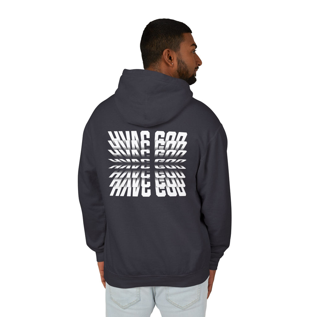 HVAC God Graphic Hoodie | Distorted Wavey Text on Chest & Back