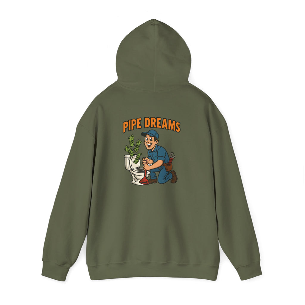 Pipe Dreams Graphic Hoodie | Plumber Money Illustration Hooded Sweatshirt