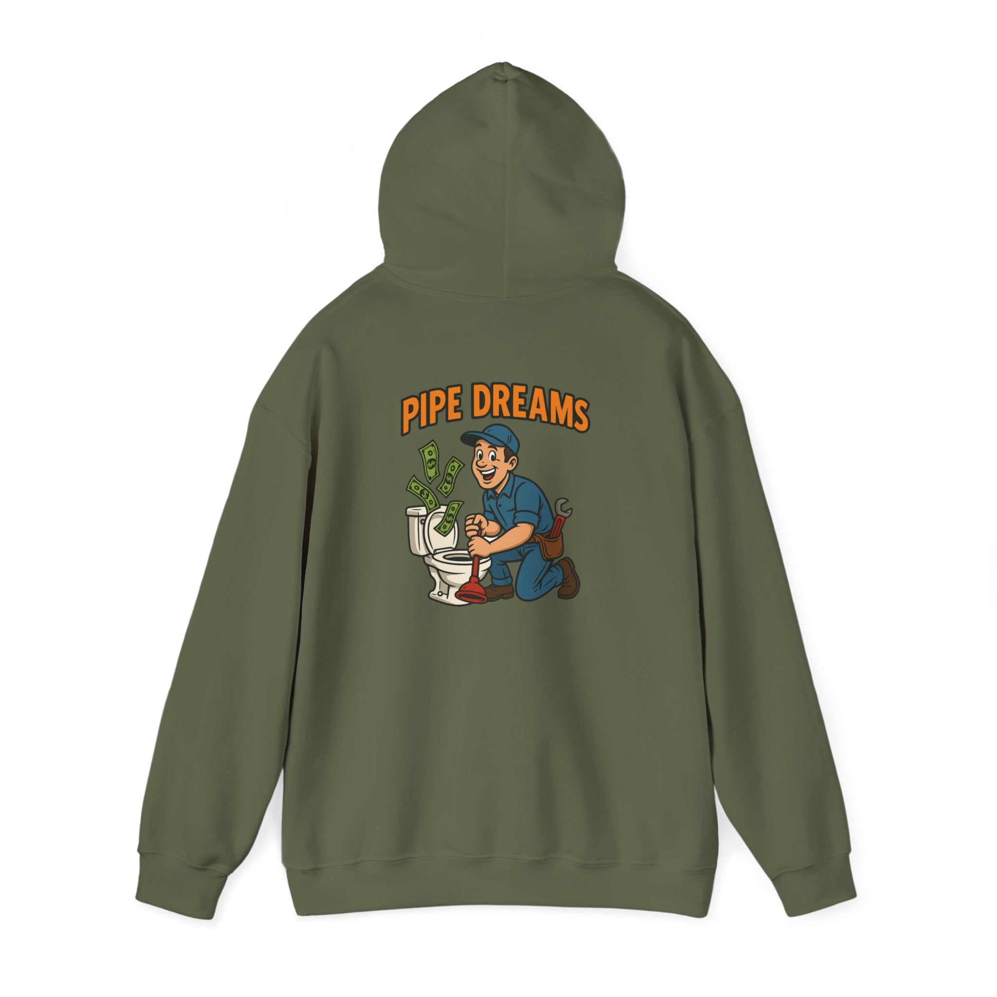 Pipe Dreams Graphic Hoodie | Plumber Money Illustration Hooded Sweatshirt