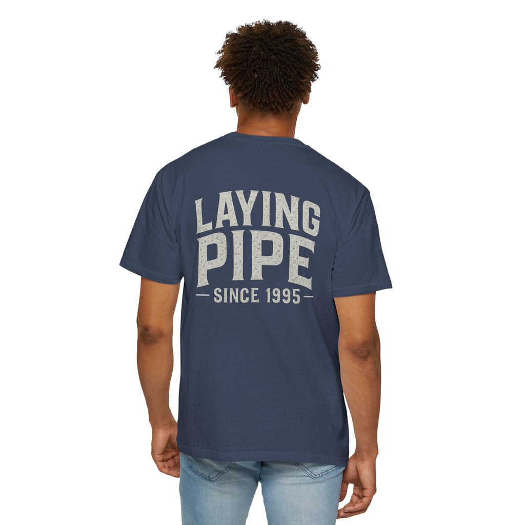 Laying Pipe Since 1995 Graphic Tee | Vintage Plumber Design T-shirt