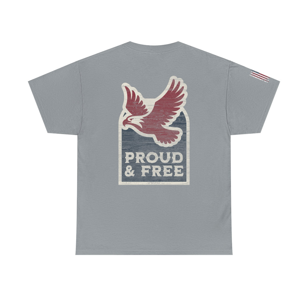 Proud & Free Eagle Graphic Tee | American Tradesman USA Flag T-shirt